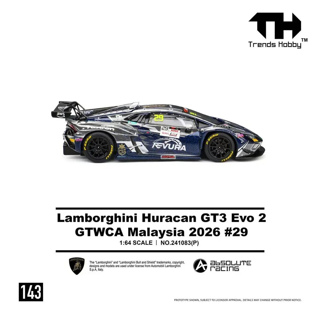 Premium scale diecast model car – *PRE-ORDER* Lamborghini Huracan GT3 EVO2 - GTWCA 2026 29# , 1:64 Scale Collectible