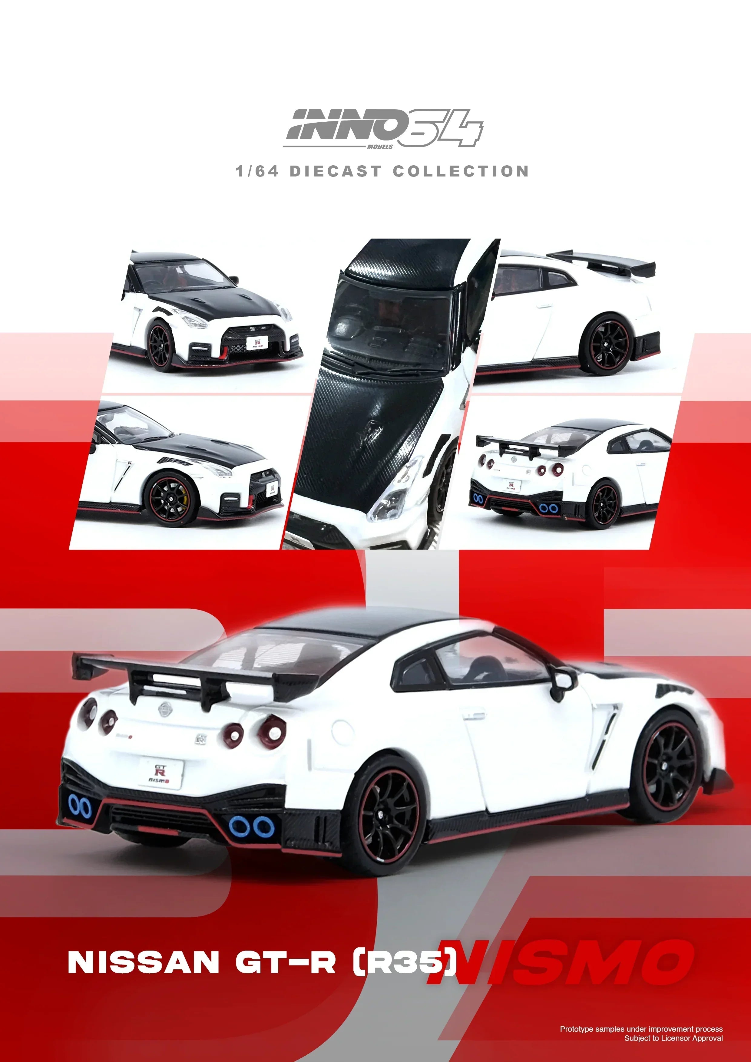Premium scale diecast model car – Nissan GT-R (R35) Nismo, 1:64 Scale (White) Collectible