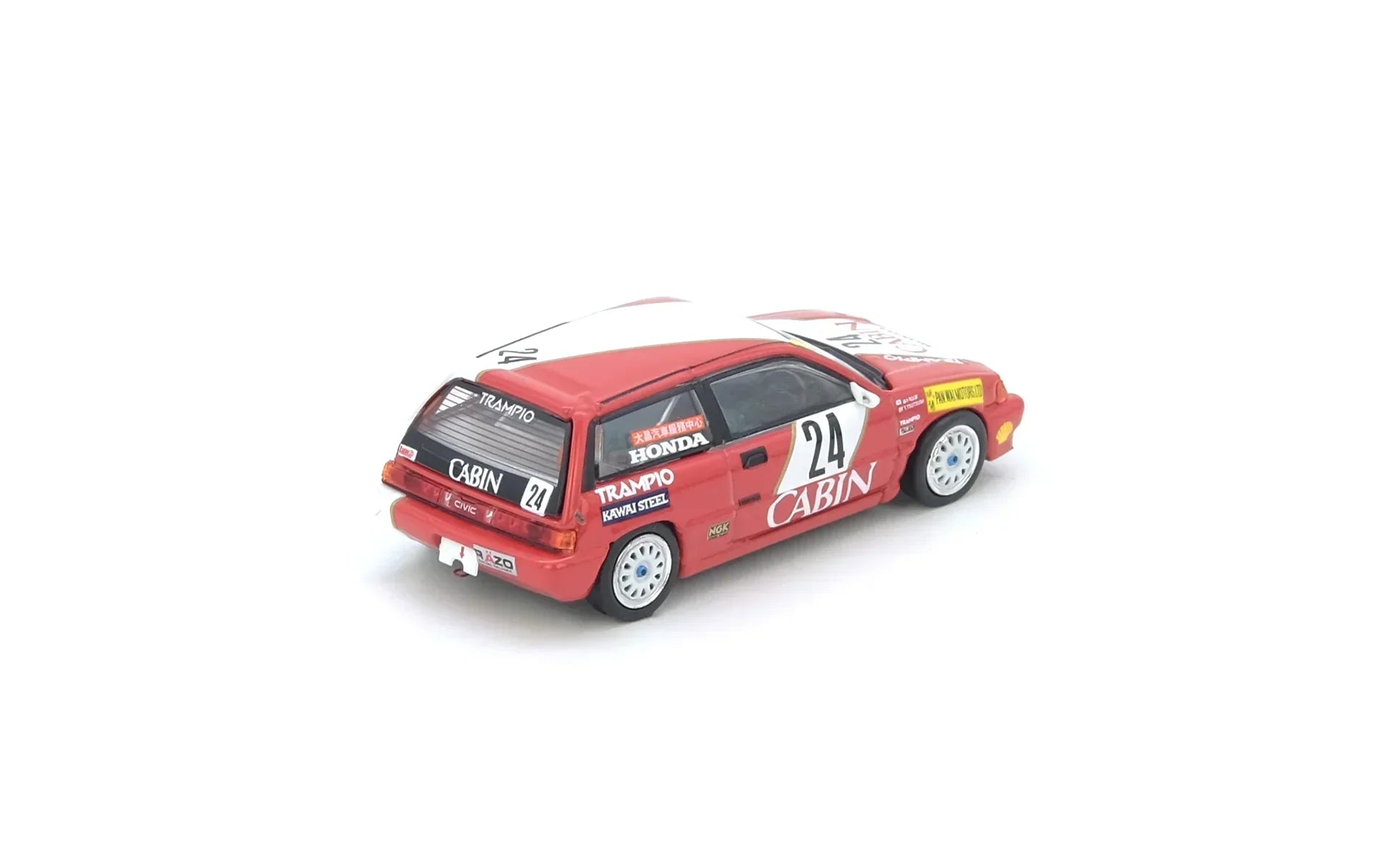 Premium scale diecast model car – Honda Civic SI E-AT #24 Cabin Macau Guia Race 1988 2ND 1600CC Class Tomohiko Tsutsumi, 1:64 Scale Collectible