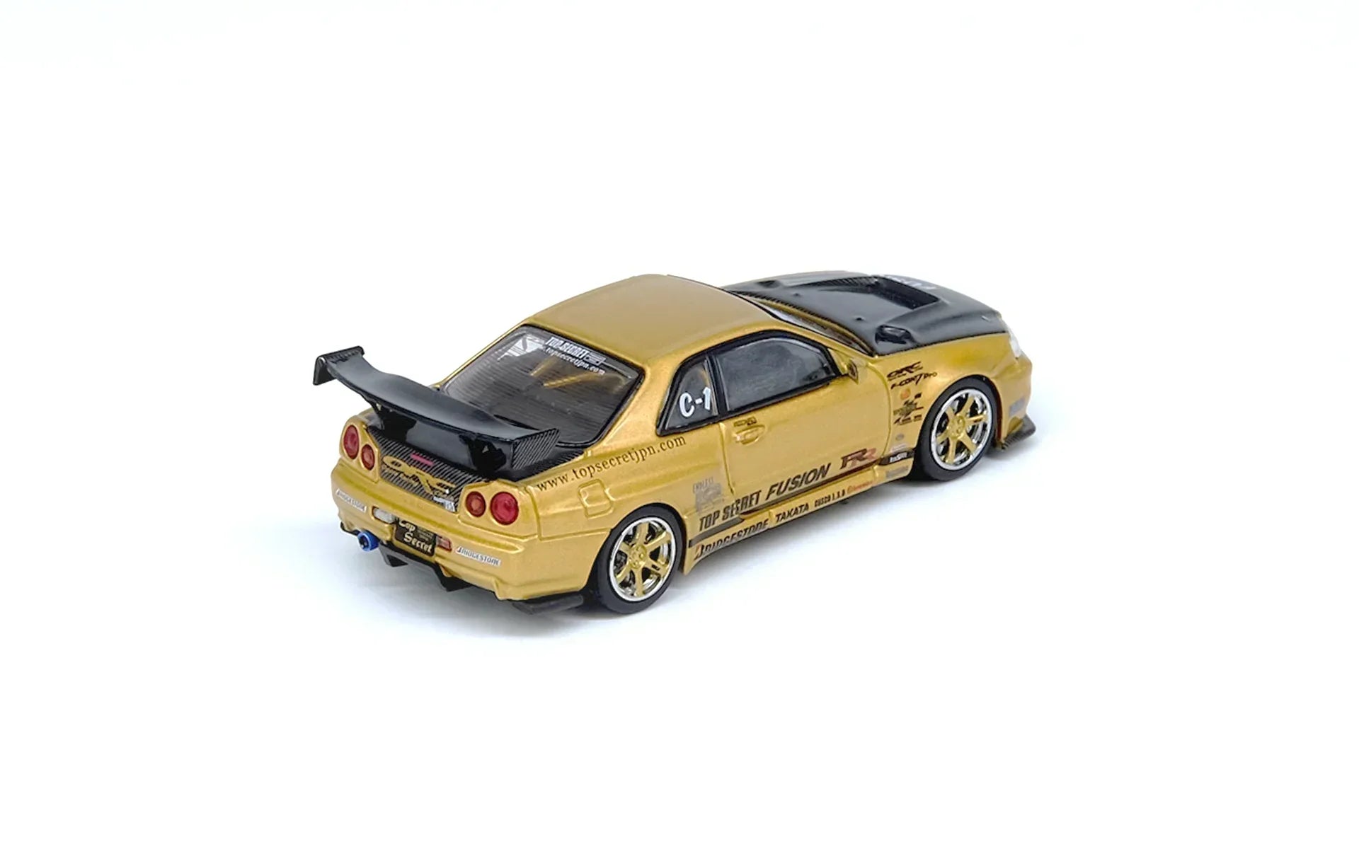Premium scale diecast model car – Top Secret R34 GT-R, 1:64 Scale (Gold) Collectible