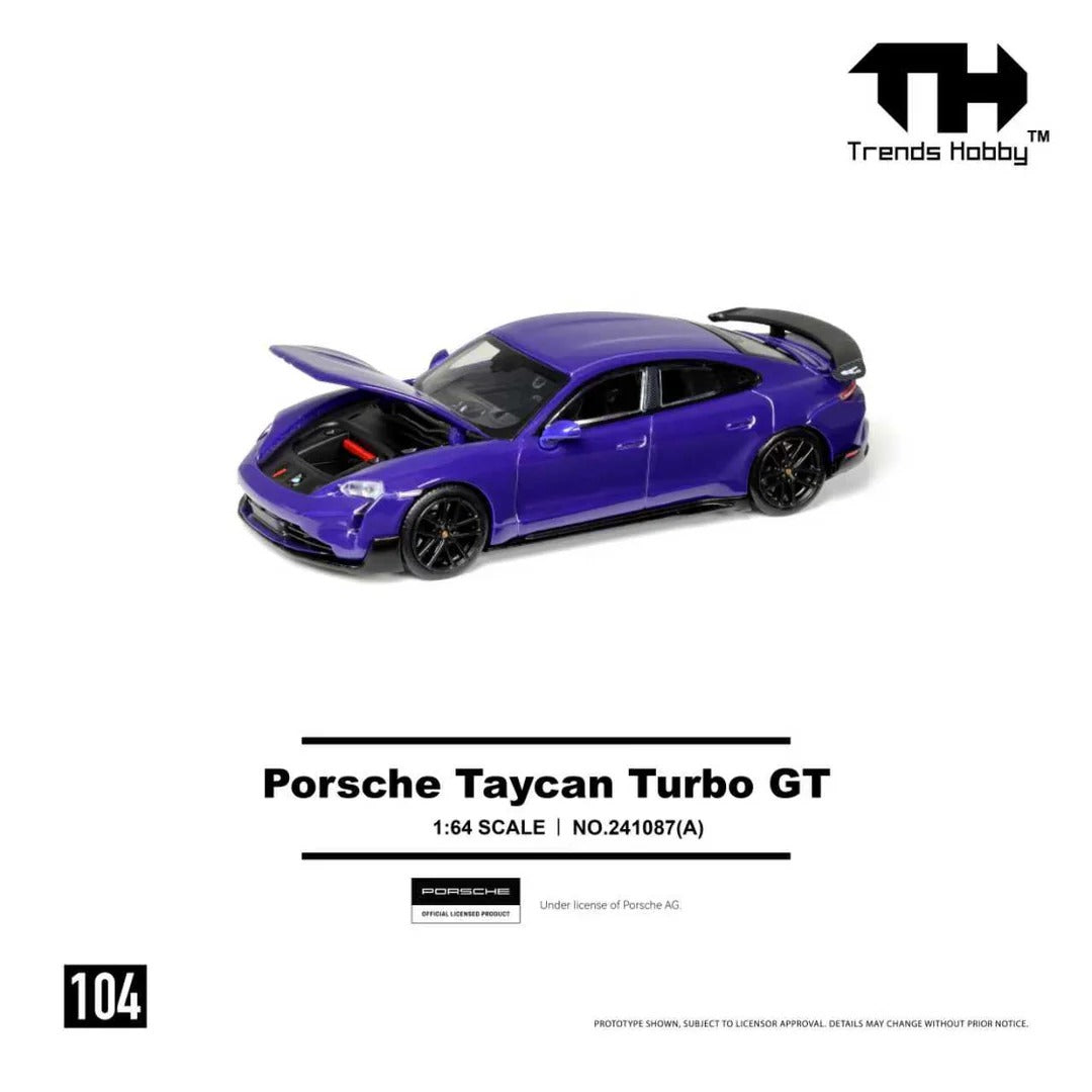 Premium scale diecast model car – *PRE-ORDER* Porsche Taycan Turbo GT, 1:64 Scale (Purple) Collectible