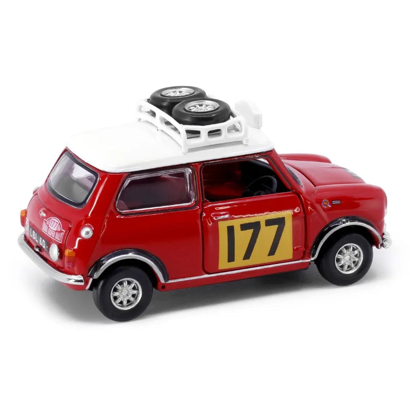 Premium scale diecast model car – Mini Cooper MK1 Rally #177, 1:50 Scale (Red) Collectible