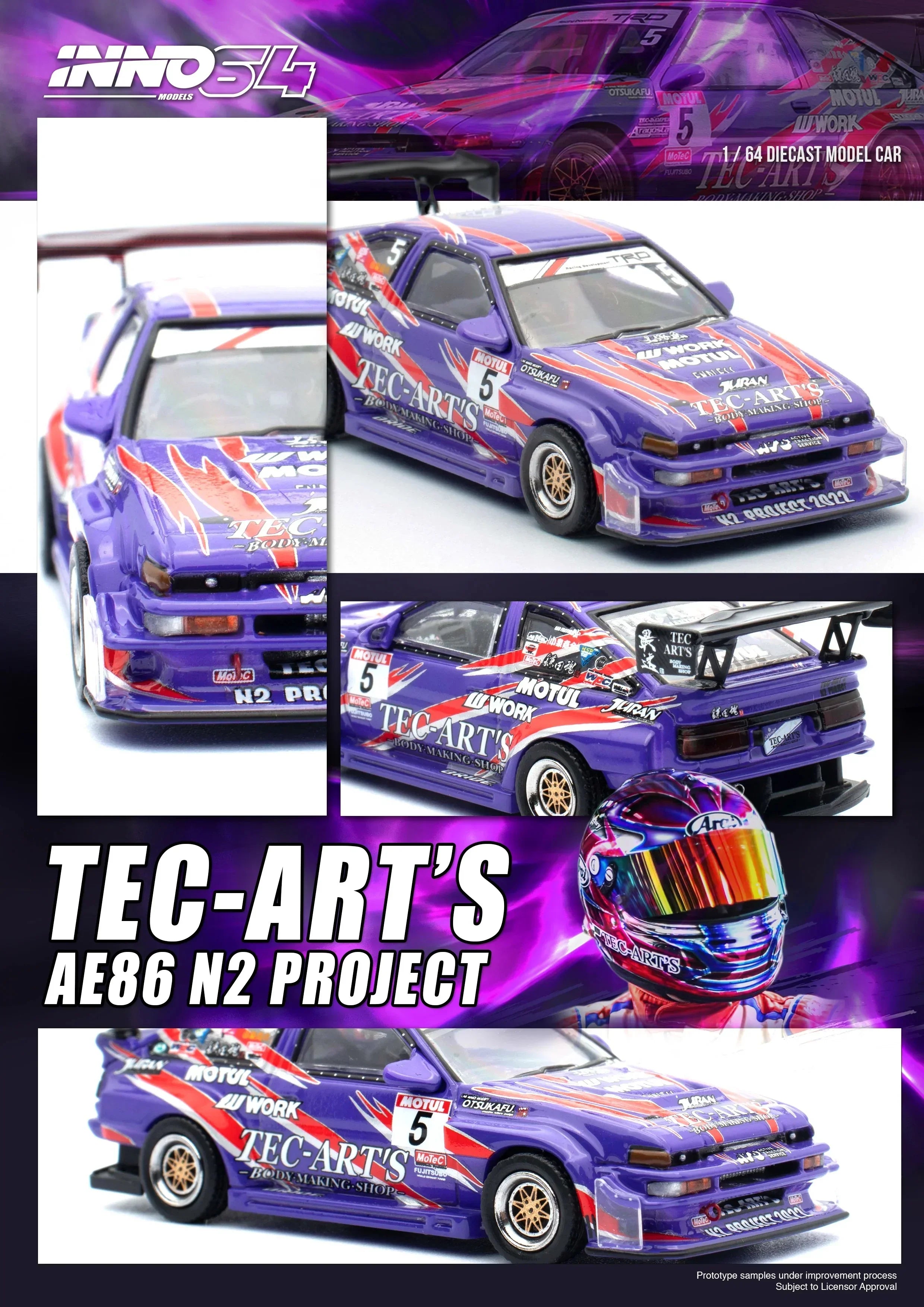 Premium scale diecast model car – *PRE-ORDER* Toyota Sprinter Trueno AE86 N2 Project By Tec-Art'S, 1:64 Scale Collectible