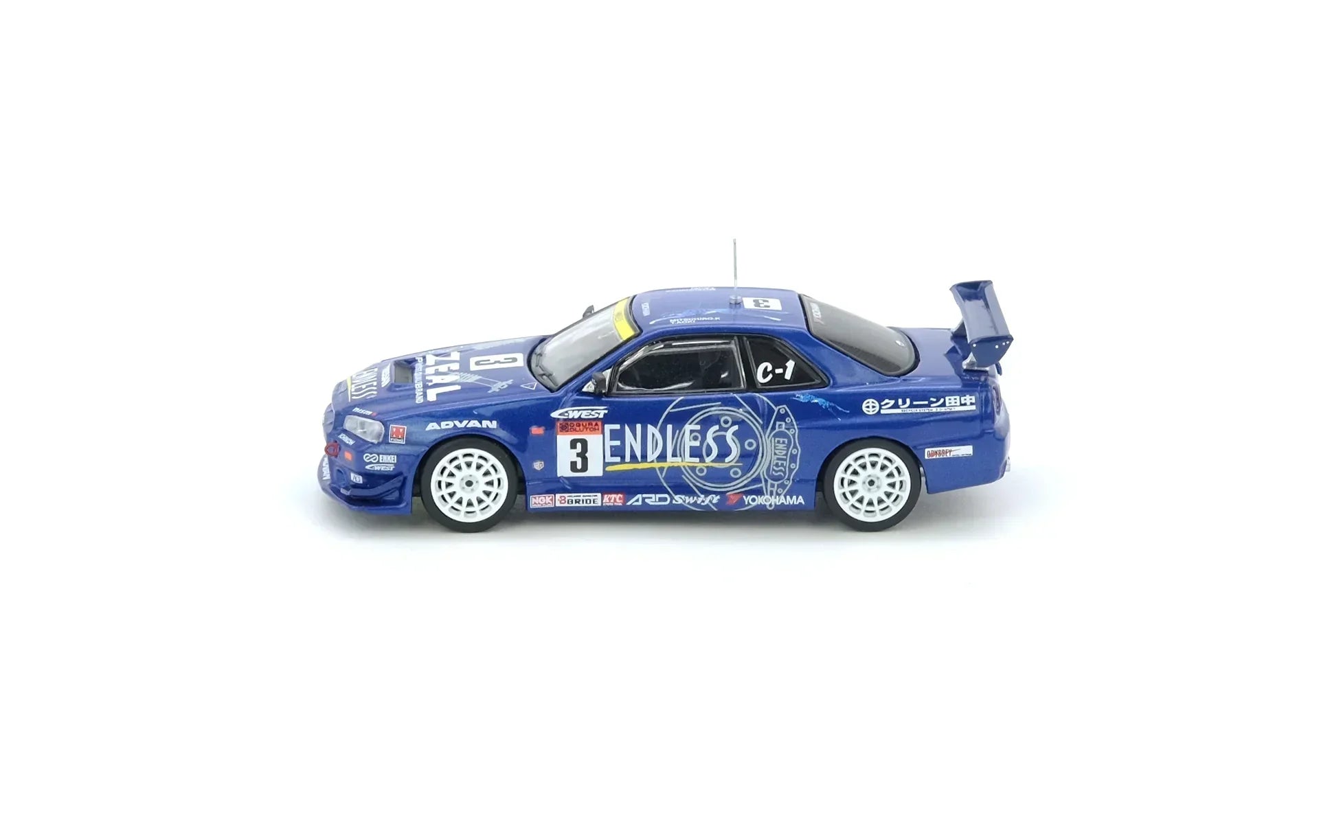 Premium scale diecast model car – Nissan Skyline GT-R (R34) #3 Endless Advan Super Taikyu Series Winner 2002, 1:64 Scale Collectible