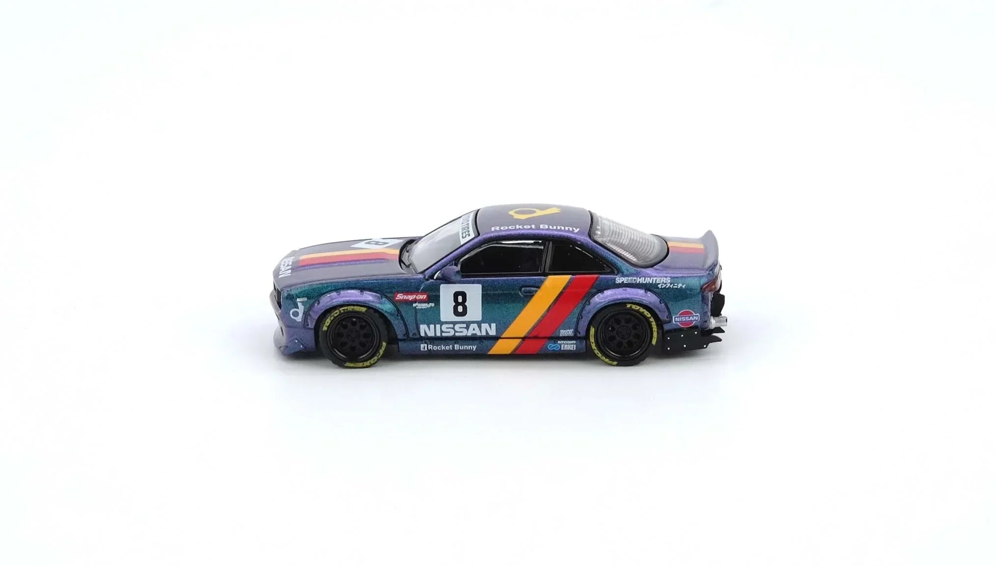 Premium scale diecast model car – Nissan Silvia (S14) Boss Rocket Bunny, 1:64 Scale (Magic Purple) Collectible