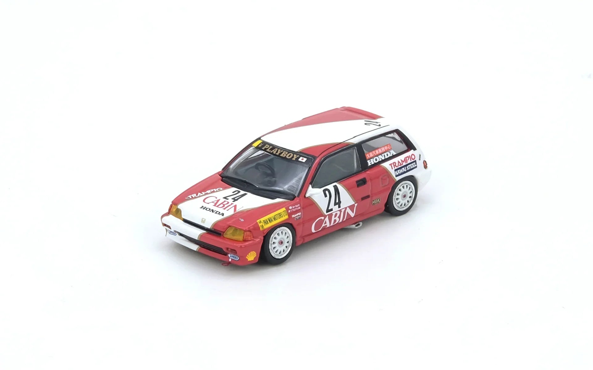 Premium scale diecast model car – Honda Civic SI E-AT #24 Cabin Macau Guia Race 1988 2ND 1600CC Class Tomohiko Tsutsumi, 1:64 Scale Collectible