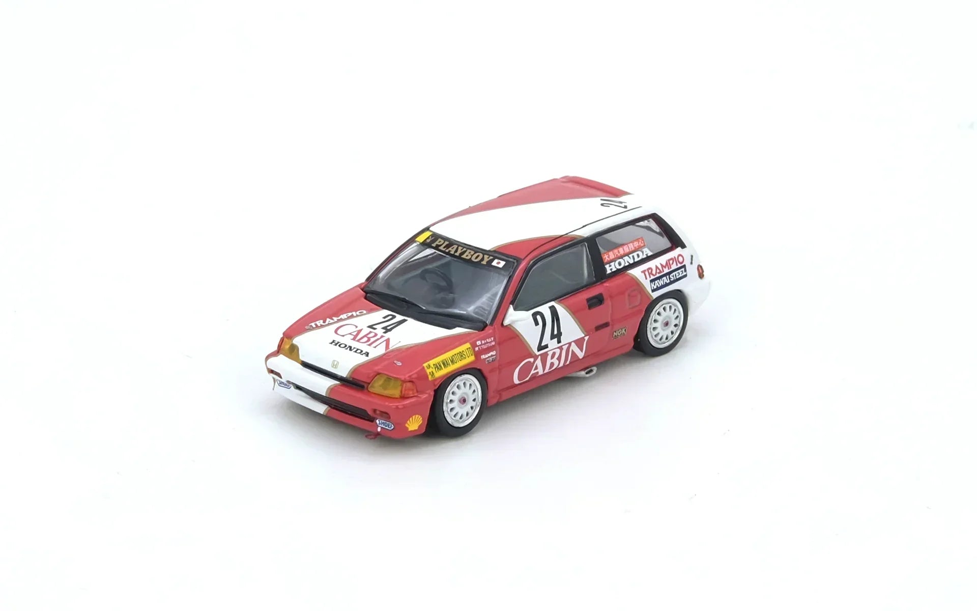 Premium scale diecast model car – Honda Civic SI E-AT #24 Cabin Macau Guia Race 1988 2ND 1600CC Class Tomohiko Tsutsumi, 1:64 Scale Collectible