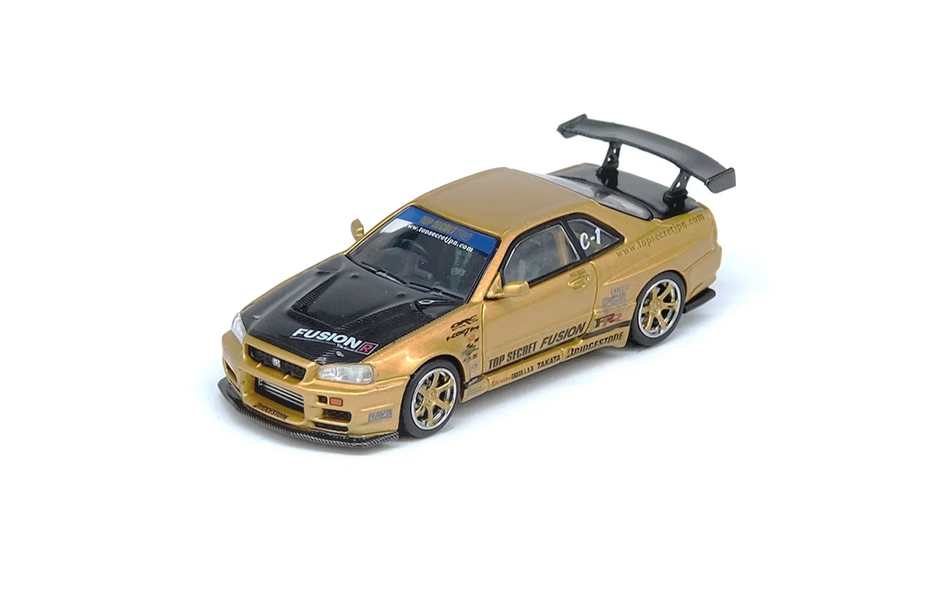 Premium scale diecast model car – Top Secret R34 GT-R, 1:64 Scale (Gold) Collectible
