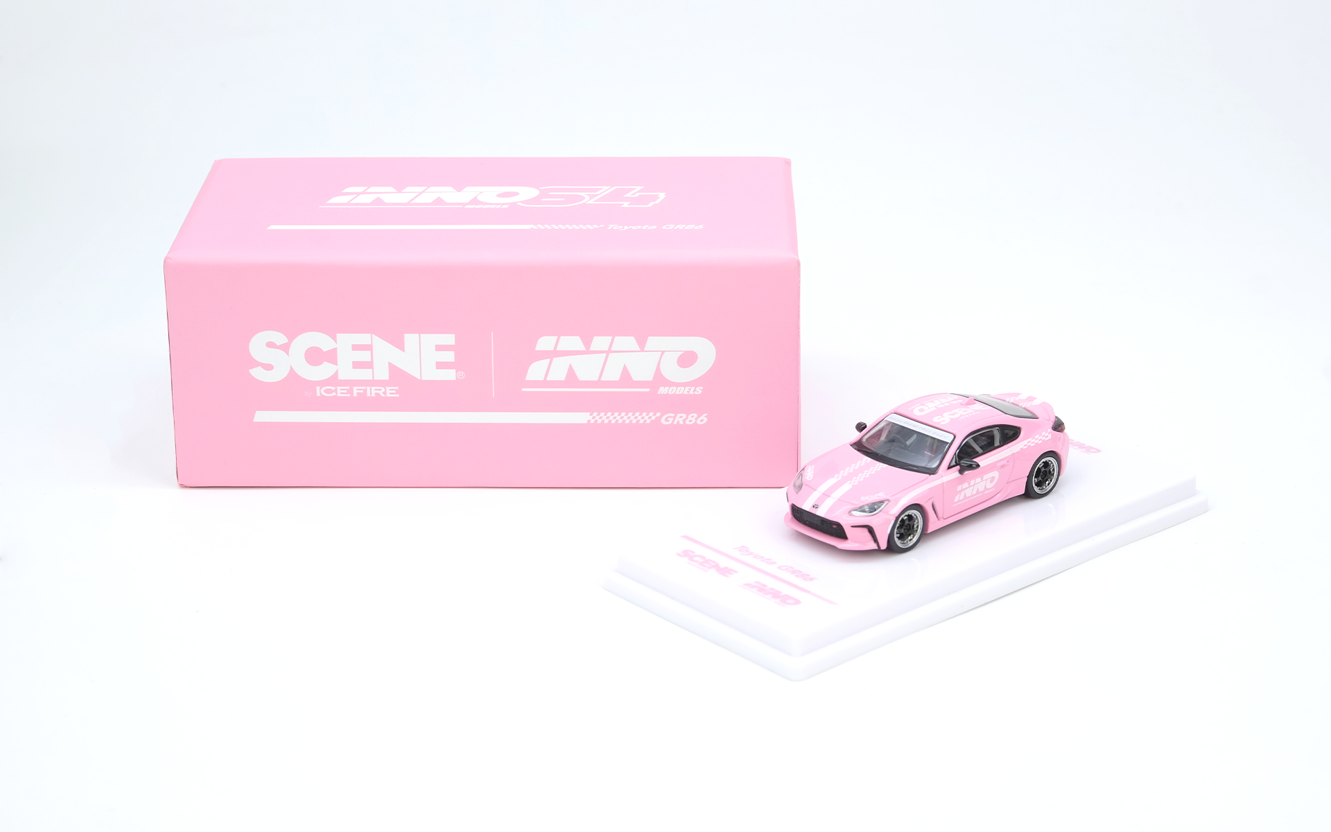 Premium scale diecast model car – *PRE-ORDER* Toyota GR86 "Inno X Scene" Macau Grand Prix 2024 (Hardbox Packaging ), 1:64 Scale (Pink) Collectible