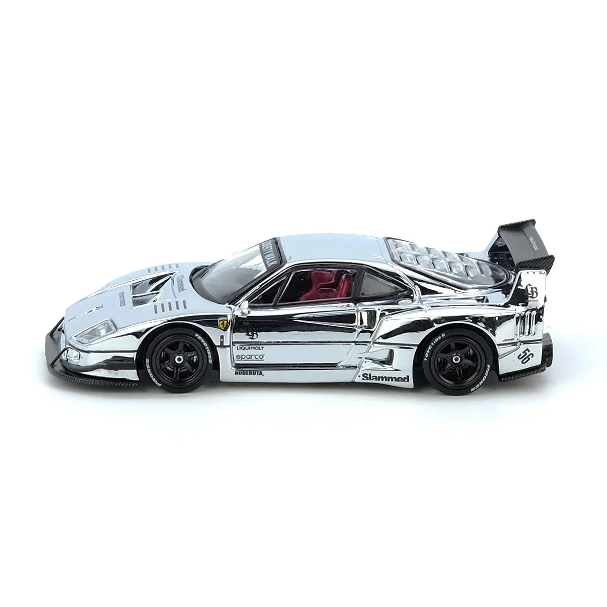 Premium scale diecast model car – LBWK F40, 1:64 Scale (Silver Chrome) Collectible