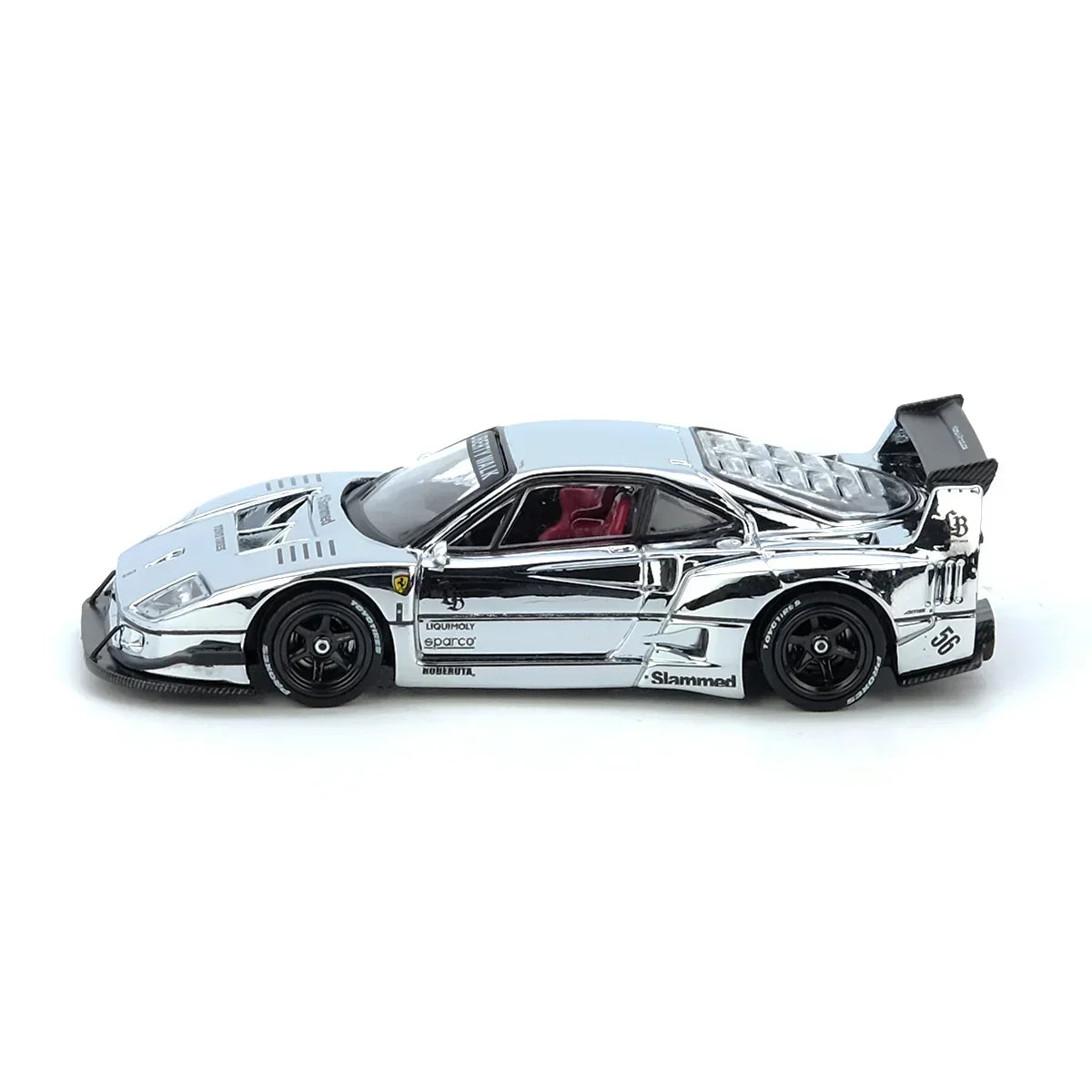 Premium scale diecast model car – LBWK F40, 1:64 Scale (Silver Chrome) Collectible