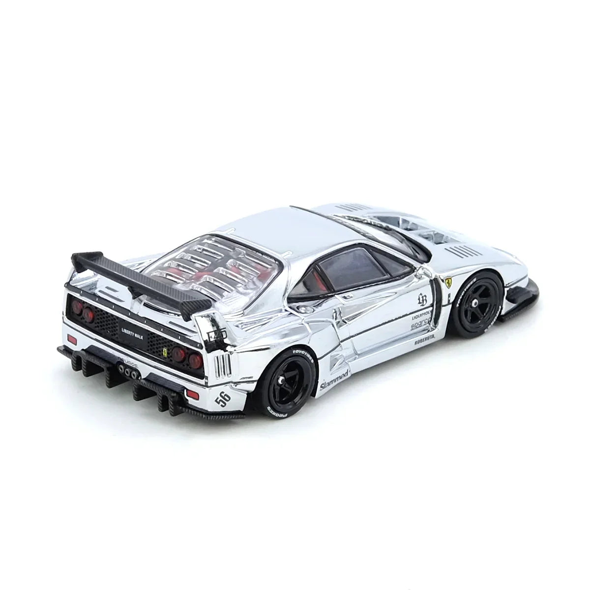 Premium scale diecast model car – LBWK F40, 1:64 Scale (Silver Chrome) Collectible