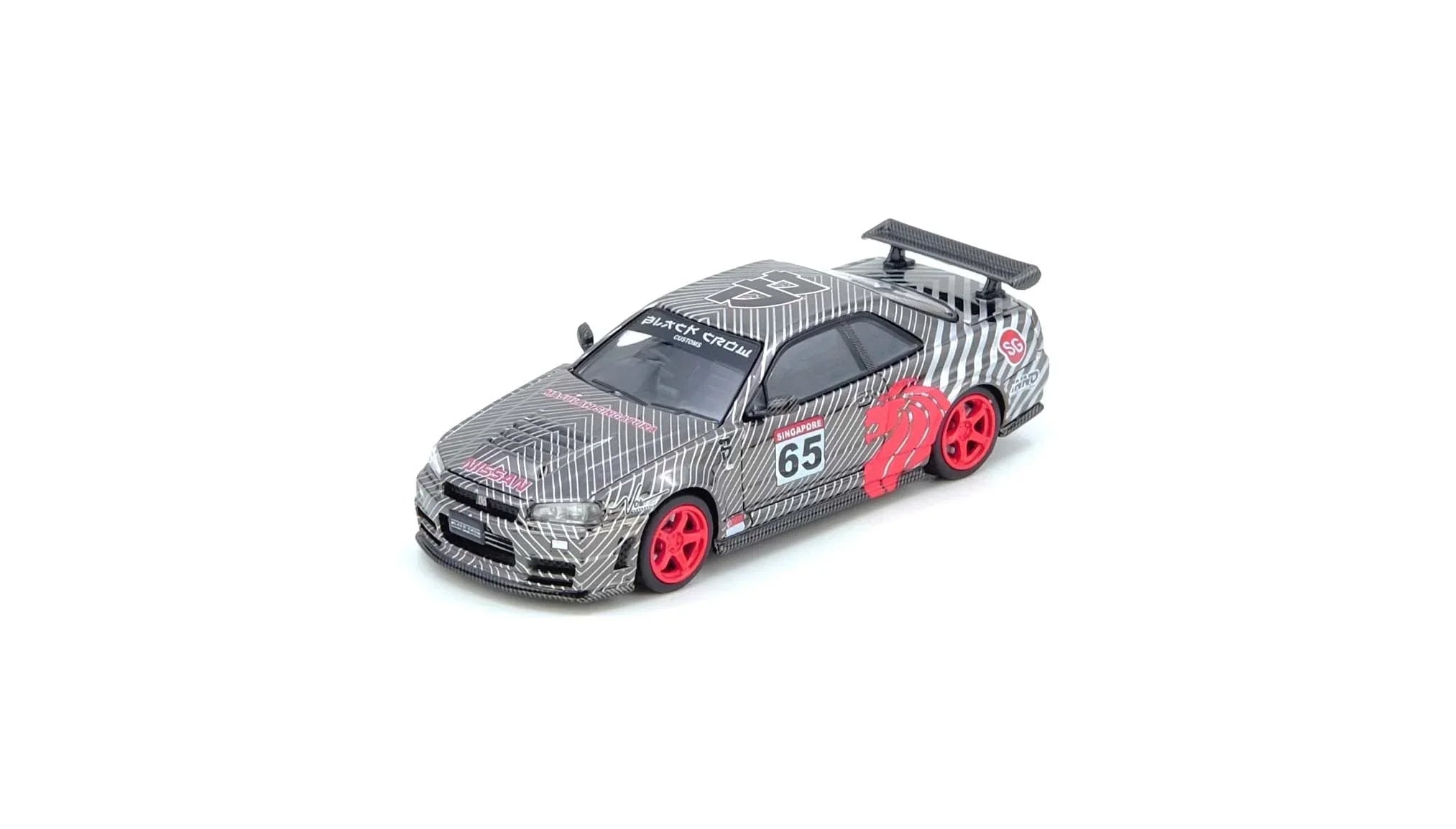 Premium scale diecast model car – Skyline GT-R R34 Black Crow, 1:64 Scale (Black) Collectible
