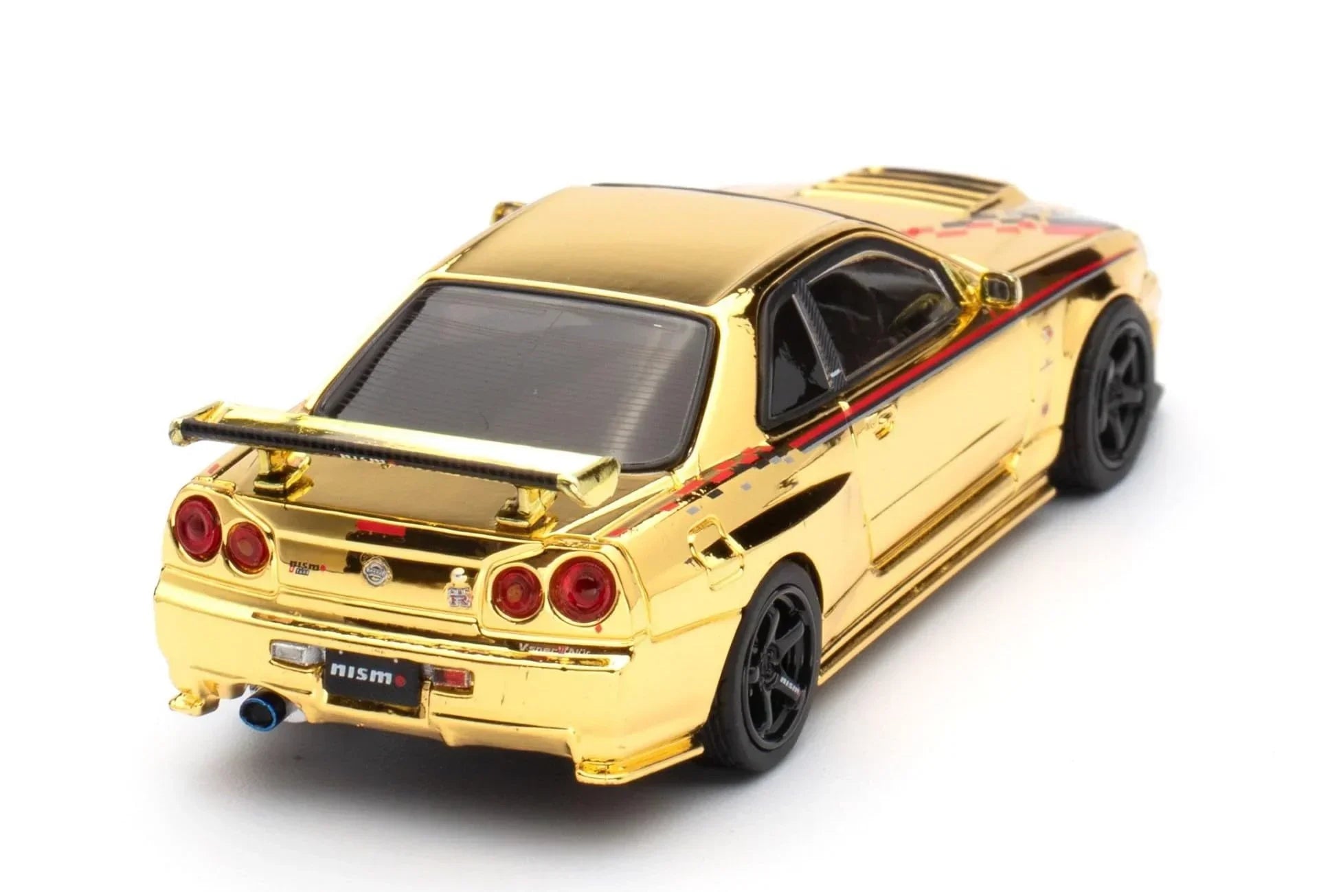 Premium scale diecast model car – *PRE-ORDER* Nissan Skyline GT-R (R34) Nismo R-Tune Gold Chrome Hobby Expo China 2023 Event Edition,1:64 Scale (Gold) Collectible