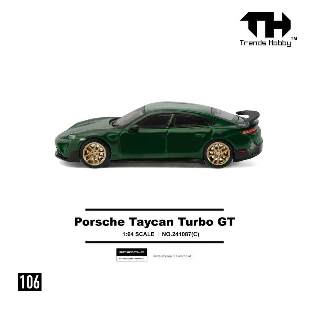 Premium scale diecast model car – *PRE-ORDER* Porsche Taycan Turbo GT, 1:64 Scale (Green) Collectible