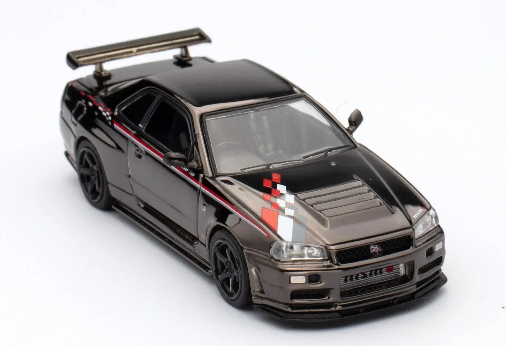 Premium scale diecast model car – *PRE-ORDER* Nissan Skyline GT-R (R34) Nismo R-Tune Black Chrome Hobby Expo China 2023 Event Edition,1:64 Scale Collectible