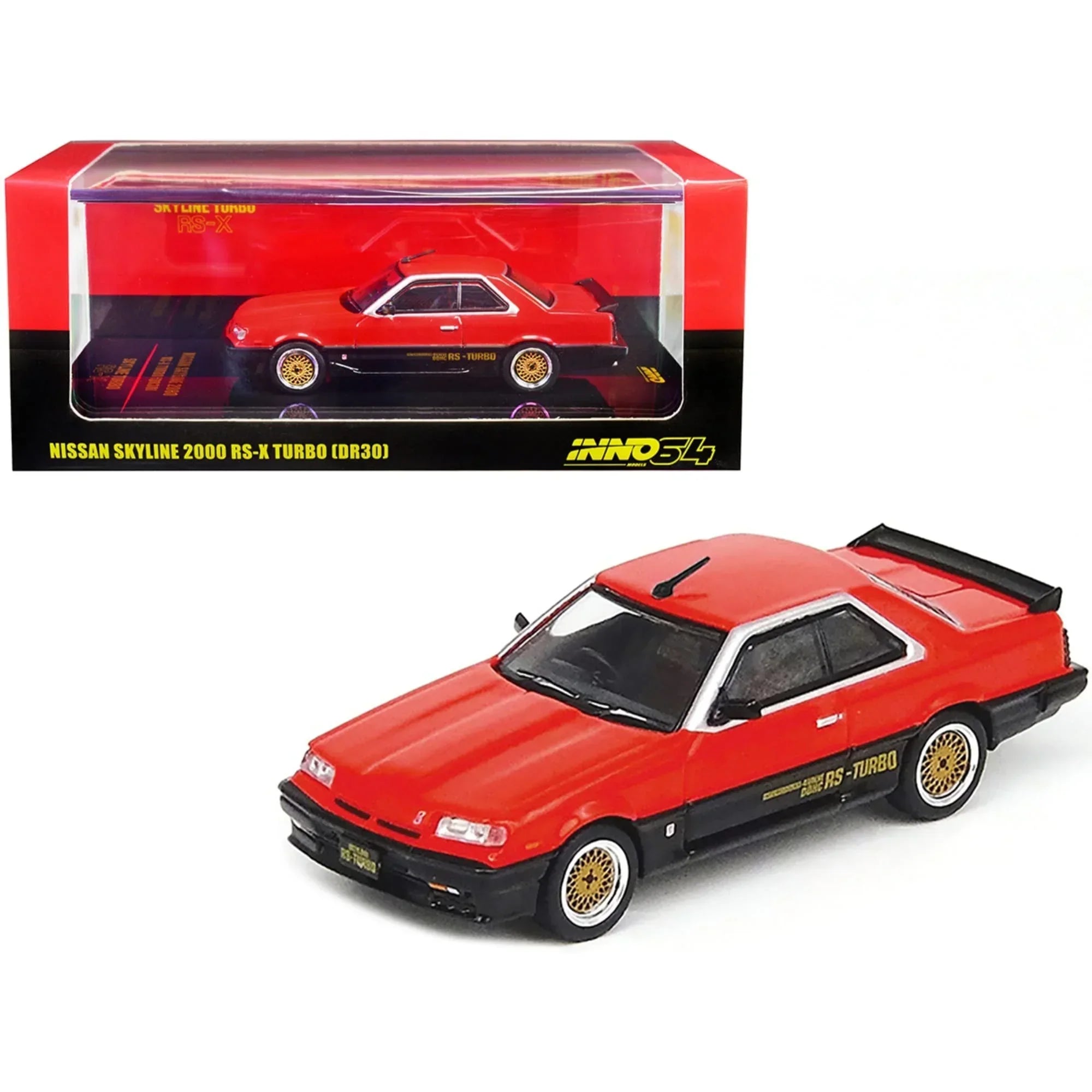 Premium scale diecast model car – Nissan Skyline 2000 Turbo RS-X (DR30), 1:64 Scale (Red & Black) Collectible