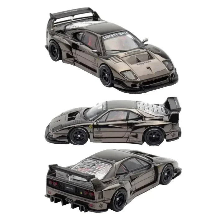 Premium scale diecast model car – LBWK F40, 1:64 Scale (Chrome Black) Collectible