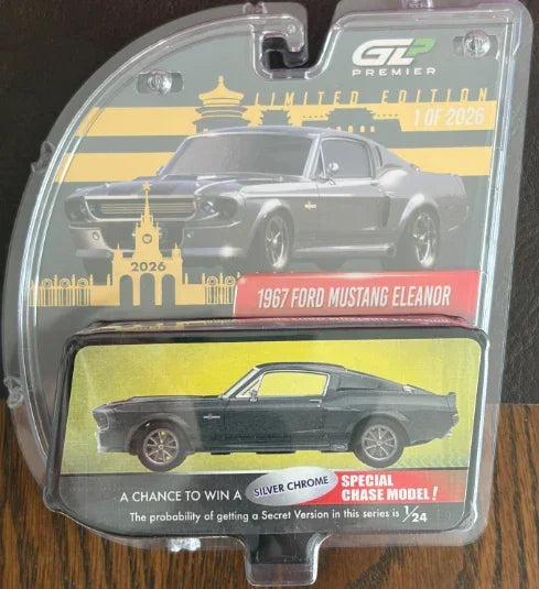 Premium scale diecast model car – *HEC 2026* Ford Mustang Eleanor 1967, 1:64 Scale (Silver) Collectible