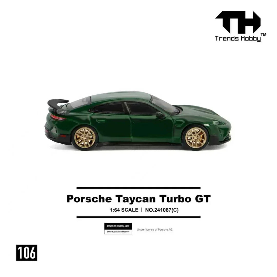 Premium scale diecast model car – *PRE-ORDER* Porsche Taycan Turbo GT, 1:64 Scale (Green) Collectible