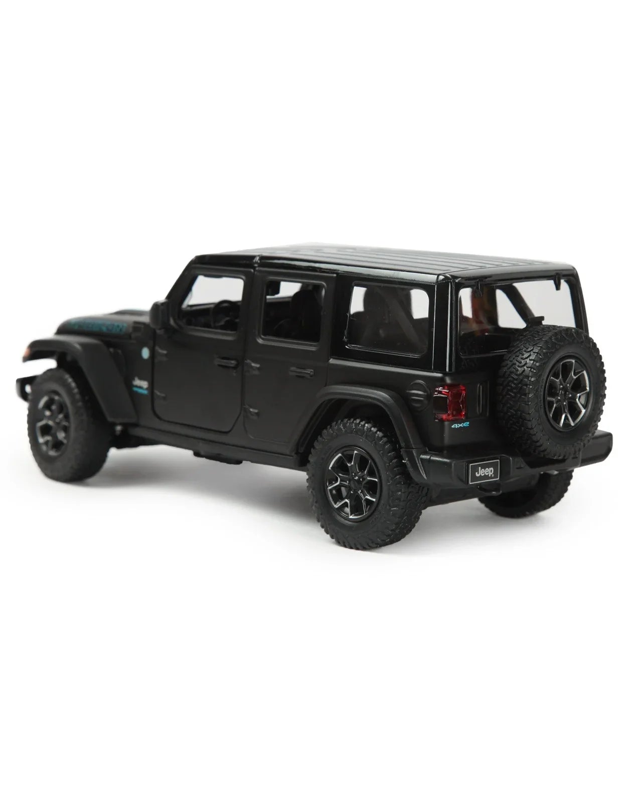 Premium scale diecast model car – Jeep Wrangler Rubicon 4xe, 1:24 Scale (Black) Collectible