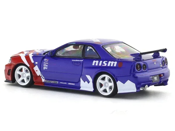 Premium scale diecast model car – *HEC 2026* Nissan Skyline GT-R (BNR34) Nismo R-Tune Concept, 1:64 Scale (Blue & Red) Collectible