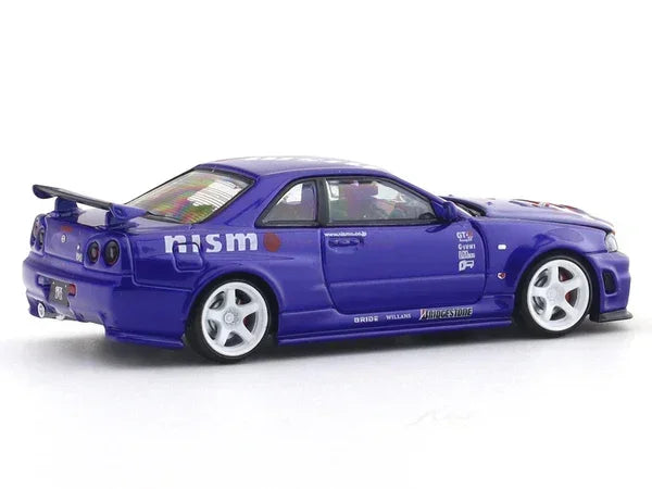 Premium scale diecast model car – *HEC 2026* Nissan Skyline GT-R (BNR34) Nismo R-Tune Concept, 1:64 Scale (Blue & Red) Collectible
