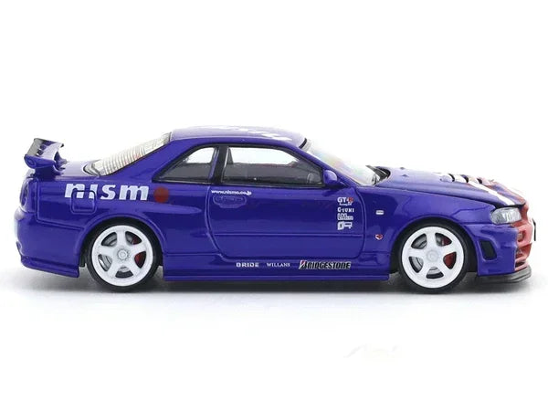 Premium scale diecast model car – *HEC 2026* Nissan Skyline GT-R (BNR34) Nismo R-Tune Concept, 1:64 Scale (Blue & Red) Collectible