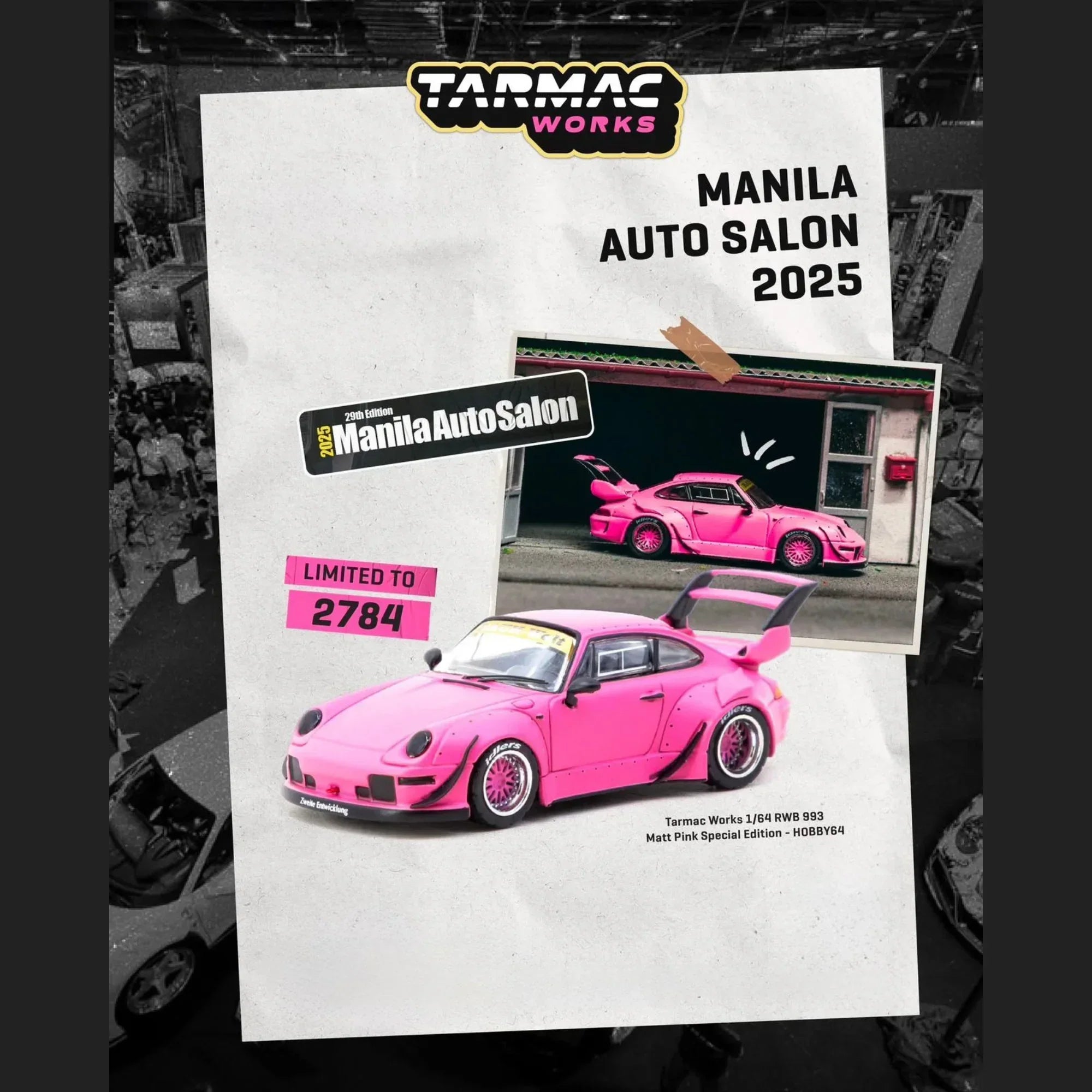 Premium scale diecast model car – RWB 993, 1:64 Scale (Matte Pink) Collectible