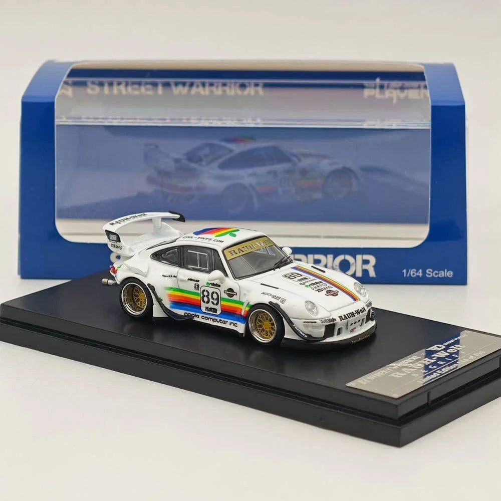 Premium scale diecast model car – Porsche 911 993#89 Racing Sports Model, 1:64 Scale (White) (Apple Edition Limited to 499) Collectible