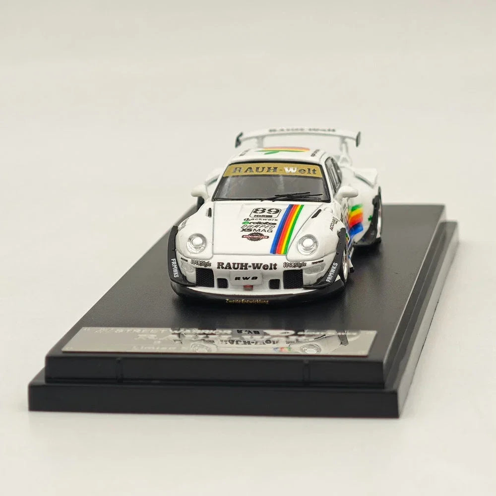 Premium scale diecast model car – Porsche 911 993#89 Racing Sports Model, 1:64 Scale (White) (Apple Edition Limited to 499) Collectible