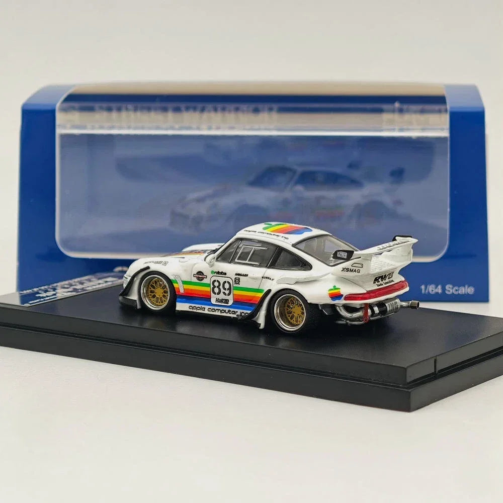 Premium scale diecast model car – Porsche 911 993#89 Racing Sports Model, 1:64 Scale (White) (Apple Edition Limited to 499) Collectible