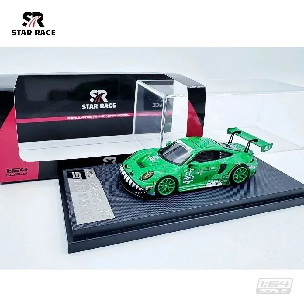 Premium scale diecast model car – Porsche Rexy 911 GT3 R - Black Dragon #80 AO Racing (Green) Collectible