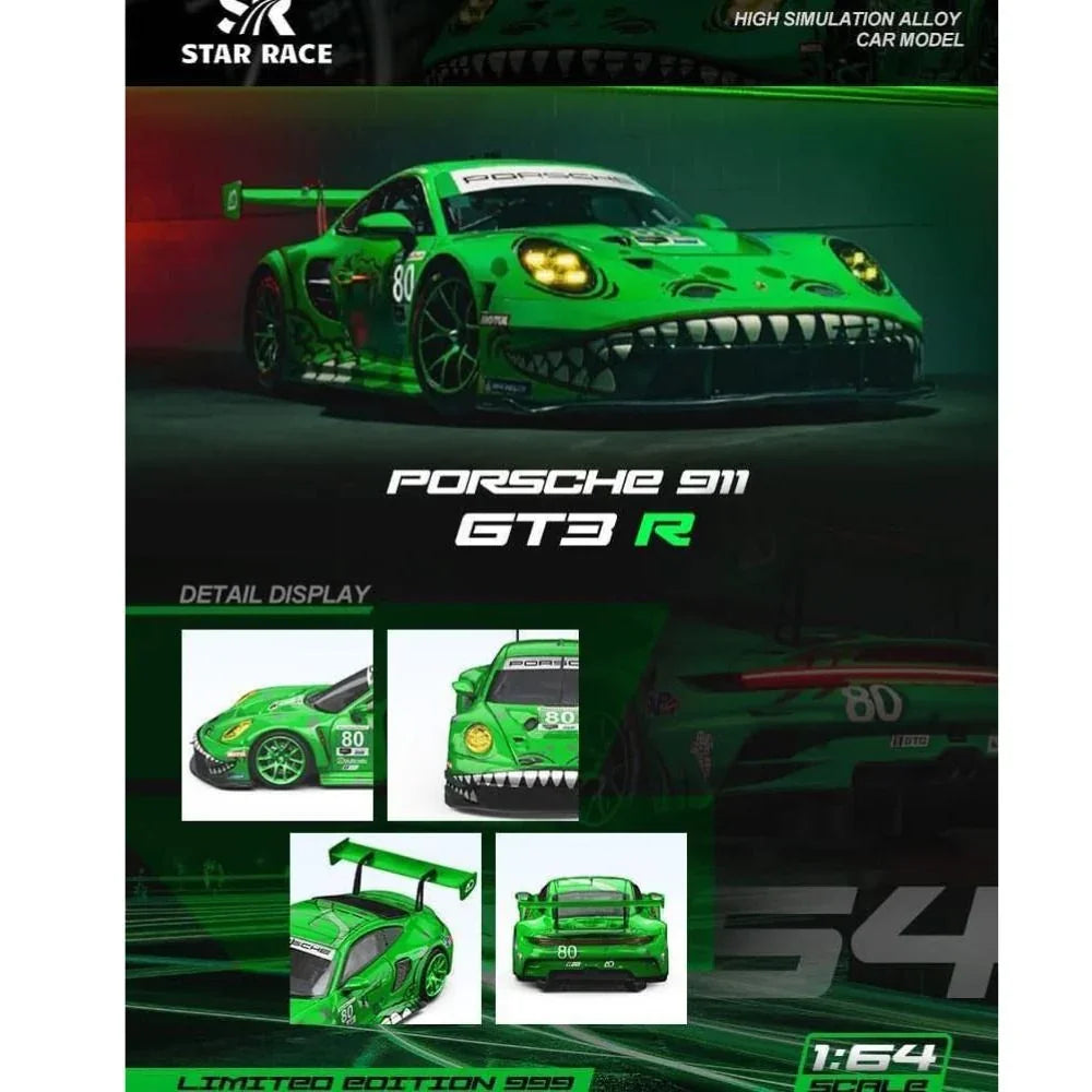 Premium scale diecast model car – Porsche Rexy 911 GT3 R - Black Dragon #80 AO Racing (Green) Collectible
