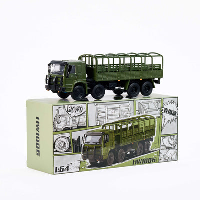 Premium scale diecast model car  – Howo 1006 Military Truck, 1:64 Scale (Army Green) Collectible