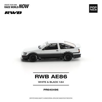 Premium scale diecast model car  – *PRE-ORDER* RWB AE86, 1:64 Scale (White Black) Collectible