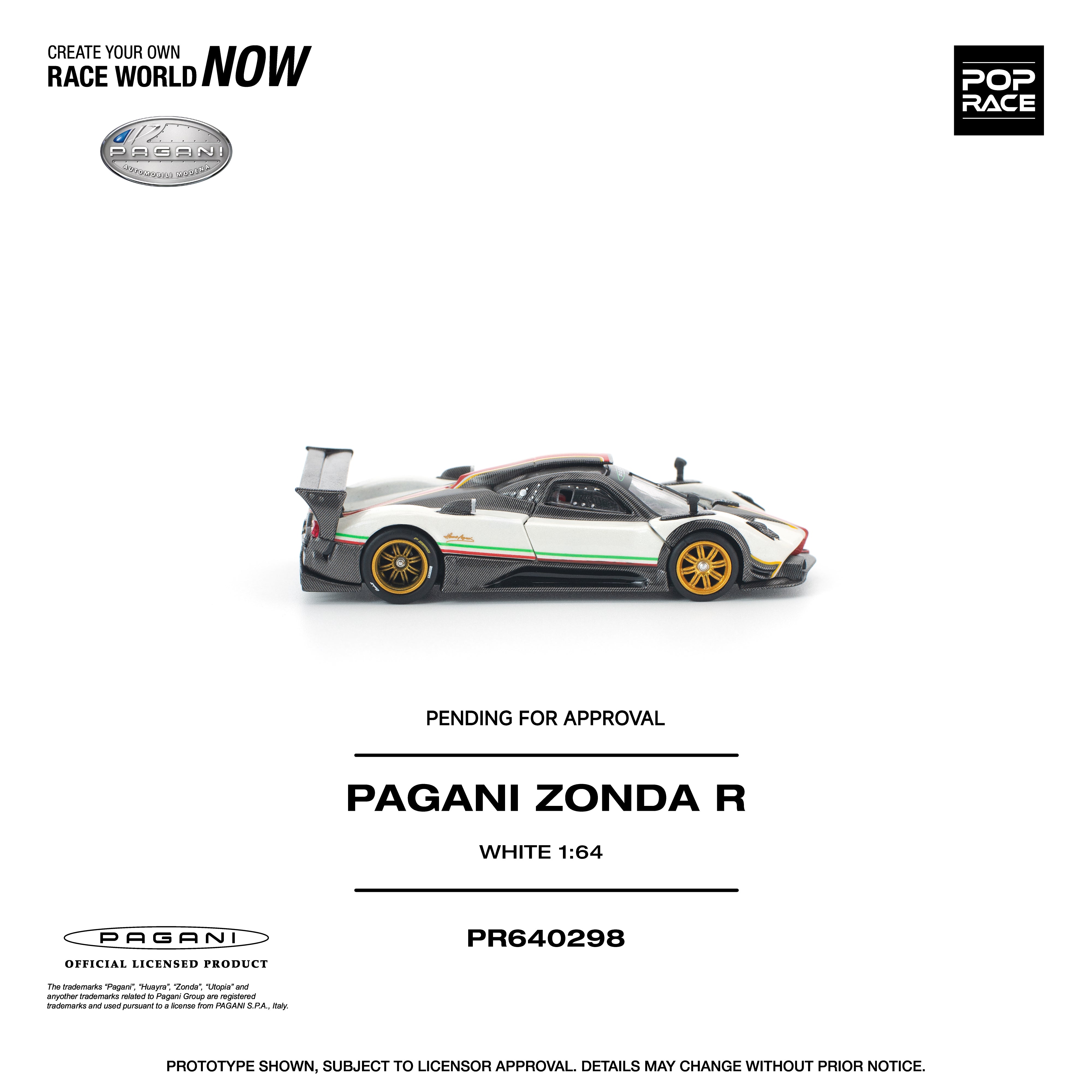 Premium scale diecast model car  – *PRE-ORDER* Pagani Zonda R, 1:64 Scale (White) Collectible