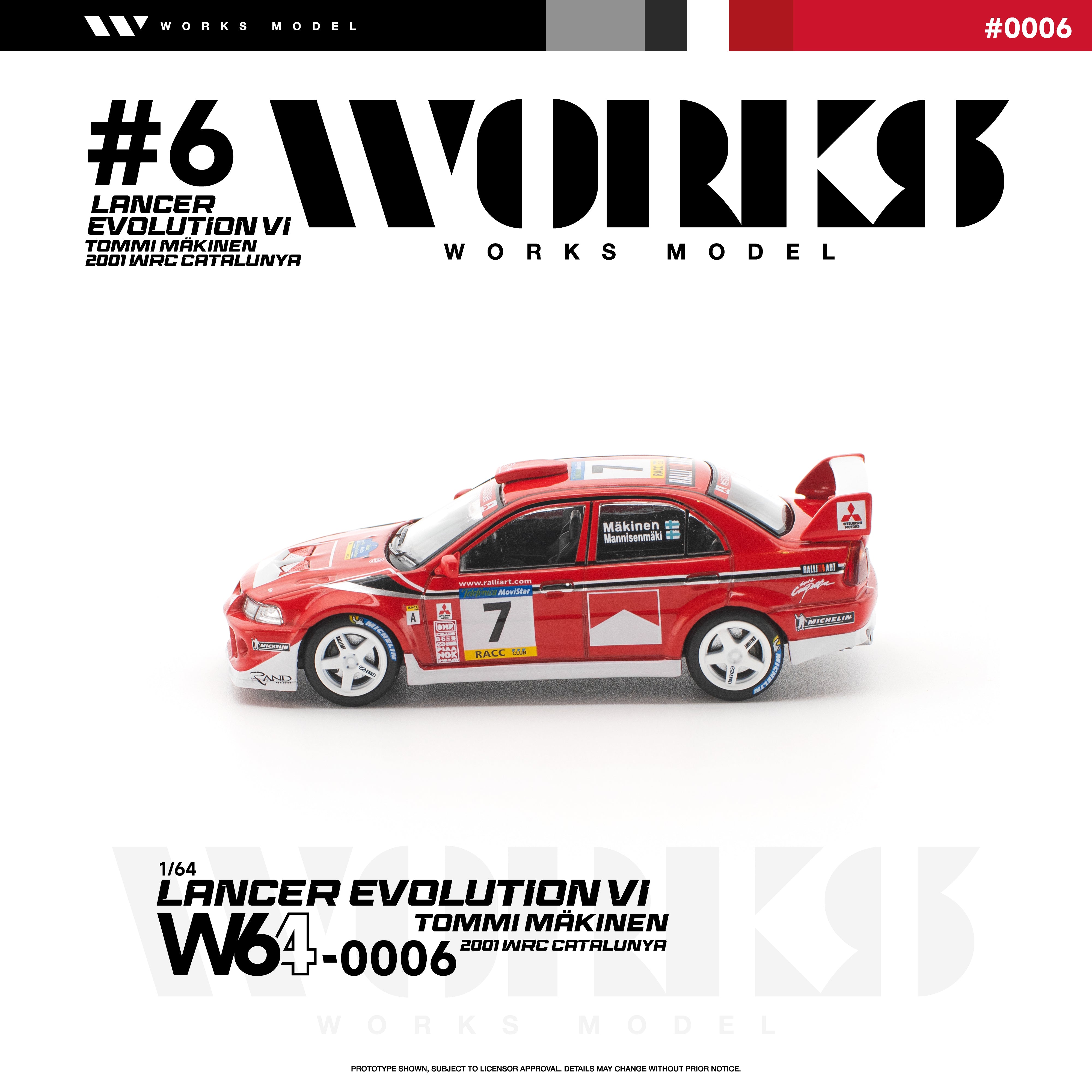 *PRE-ORDER* Mitsubishi Lancer Evolution Vi Tommi Makinen 2001 WRC Catalunya, 1:64 Scale