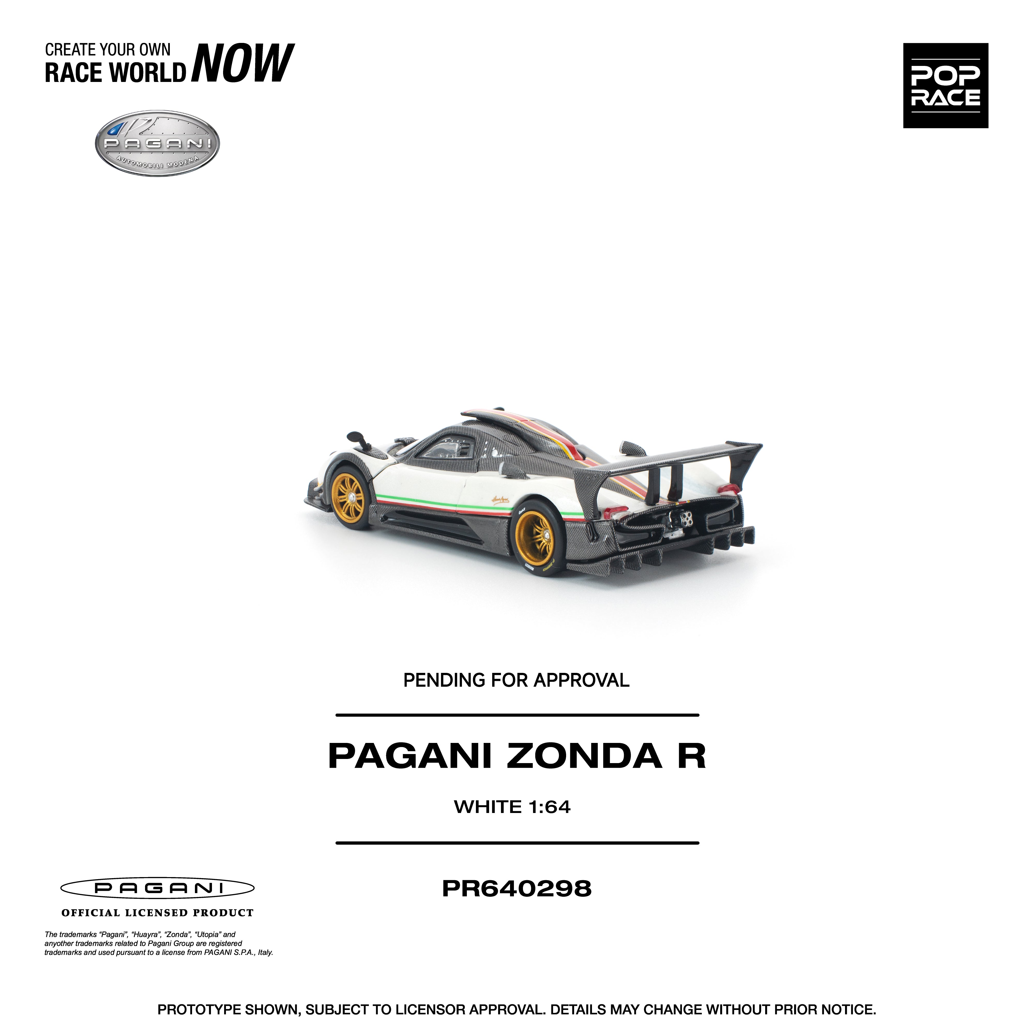 Premium scale diecast model car  – *PRE-ORDER* Pagani Zonda R, 1:64 Scale (White) Collectible