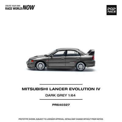 Premium scale diecast model car  – Mitsubishi Lancer Evolution IV Dark Grey, 1:64 Scale (Grey) Collectible