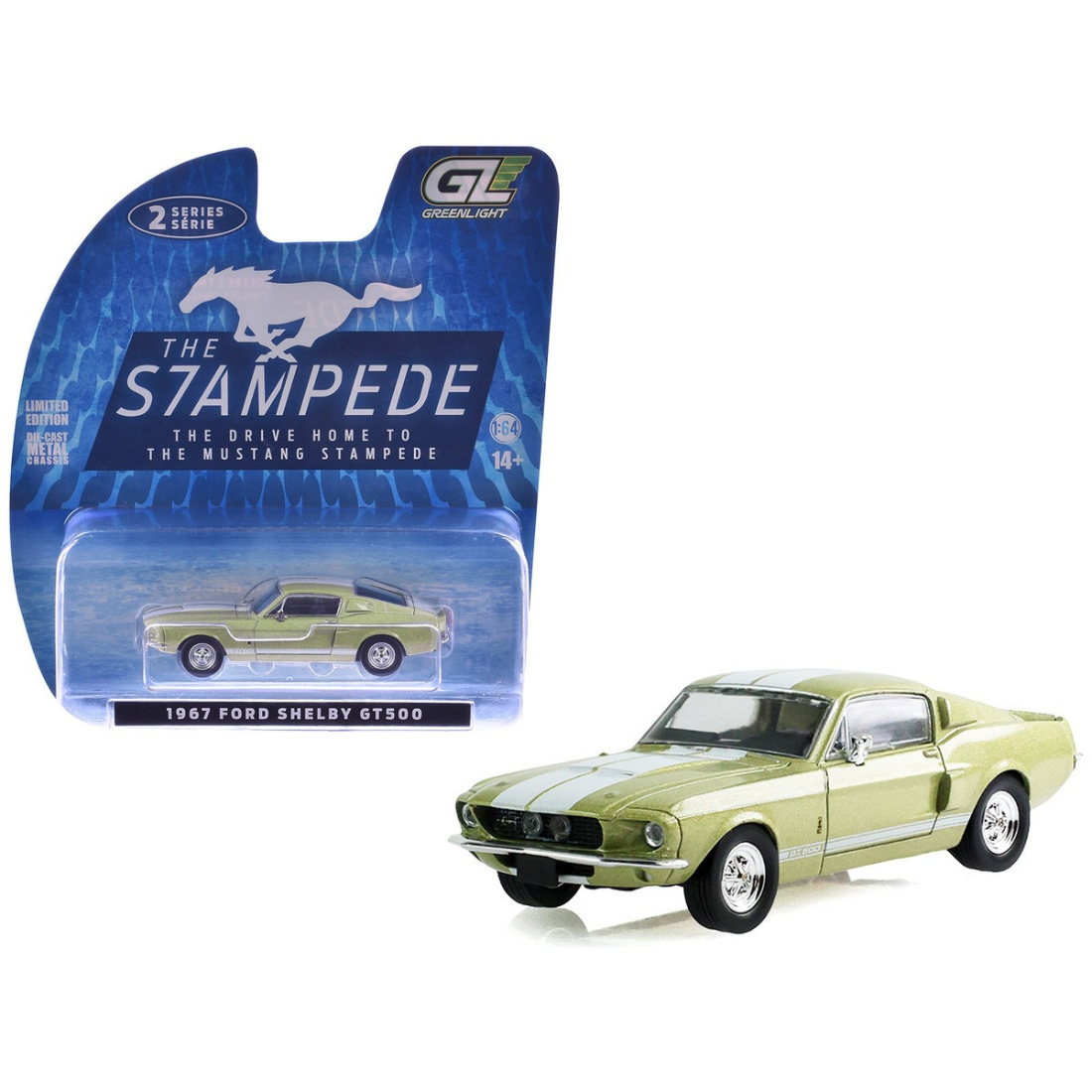 *PRE-ORDER* The Mustang Stampede Series 2 - 1967 Ford Shelby GT500 - Lime Gold, 1:64 Scale
