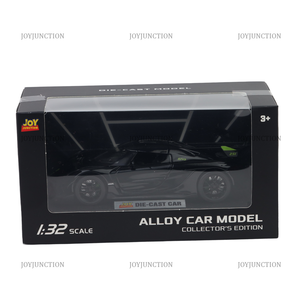 Koenigsegg Jesko Pullback Toy Car - Light, Sound with Openable Doors, 1:32 Scale (Black)
