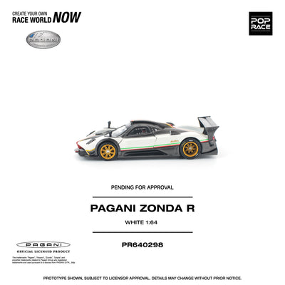 Premium scale diecast model car  – *PRE-ORDER* Pagani Zonda R, 1:64 Scale (White) Collectible