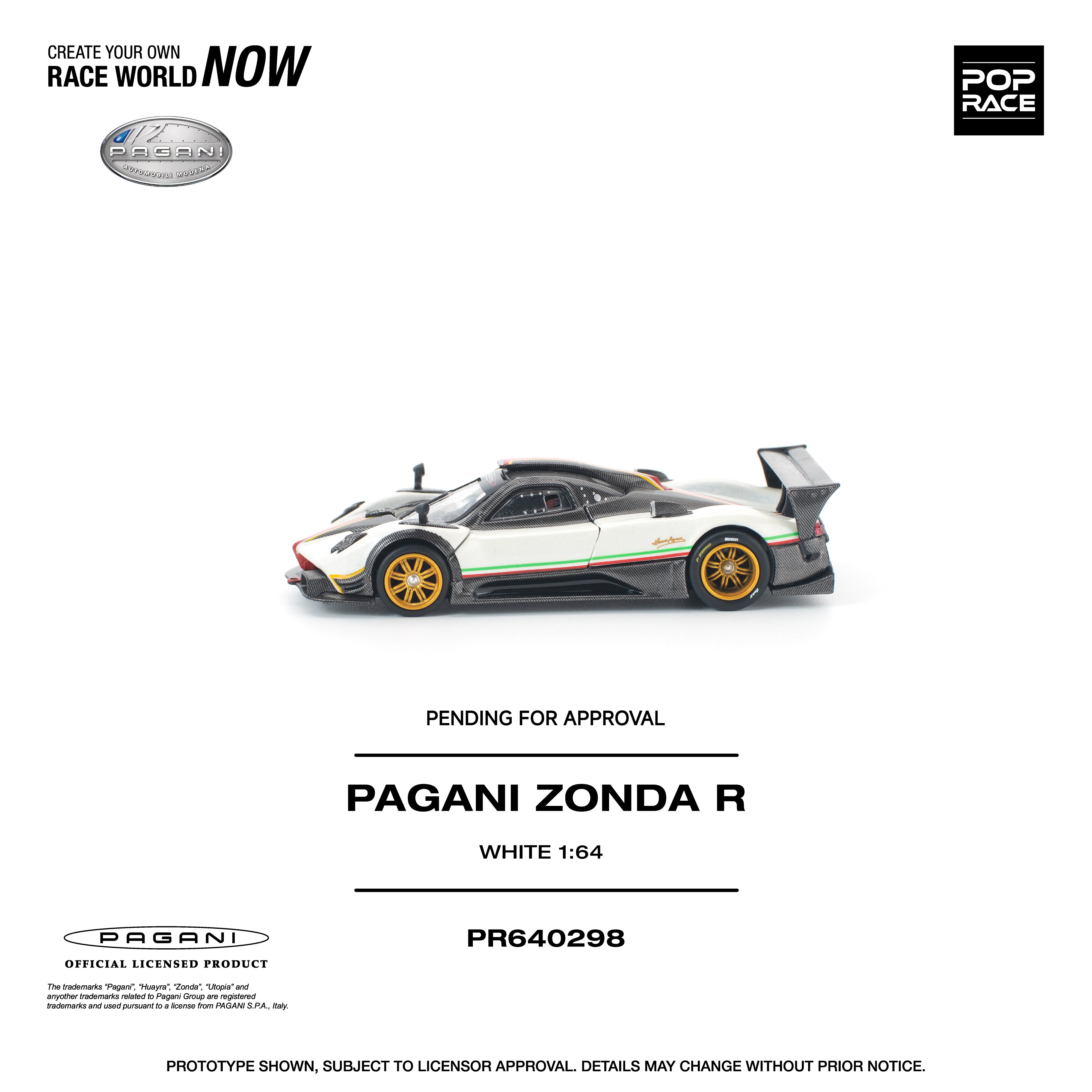 Premium scale diecast model car  – *PRE-ORDER* Pagani Zonda R, 1:64 Scale (White) Collectible