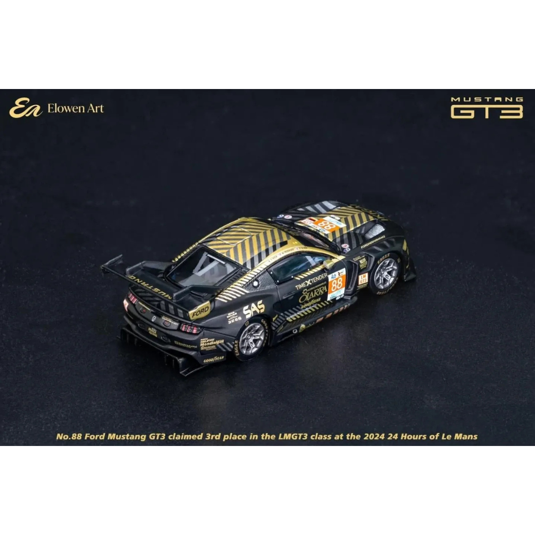 ELOWEN ART Mustang GT-3 #88 24 Hrs Lemans, 1:64 Scale (Black Gold)