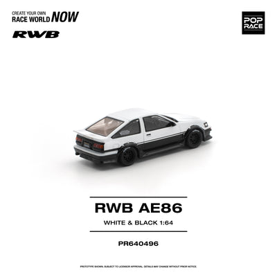 Premium scale diecast model car  – *PRE-ORDER* RWB AE86, 1:64 Scale (White Black) Collectible