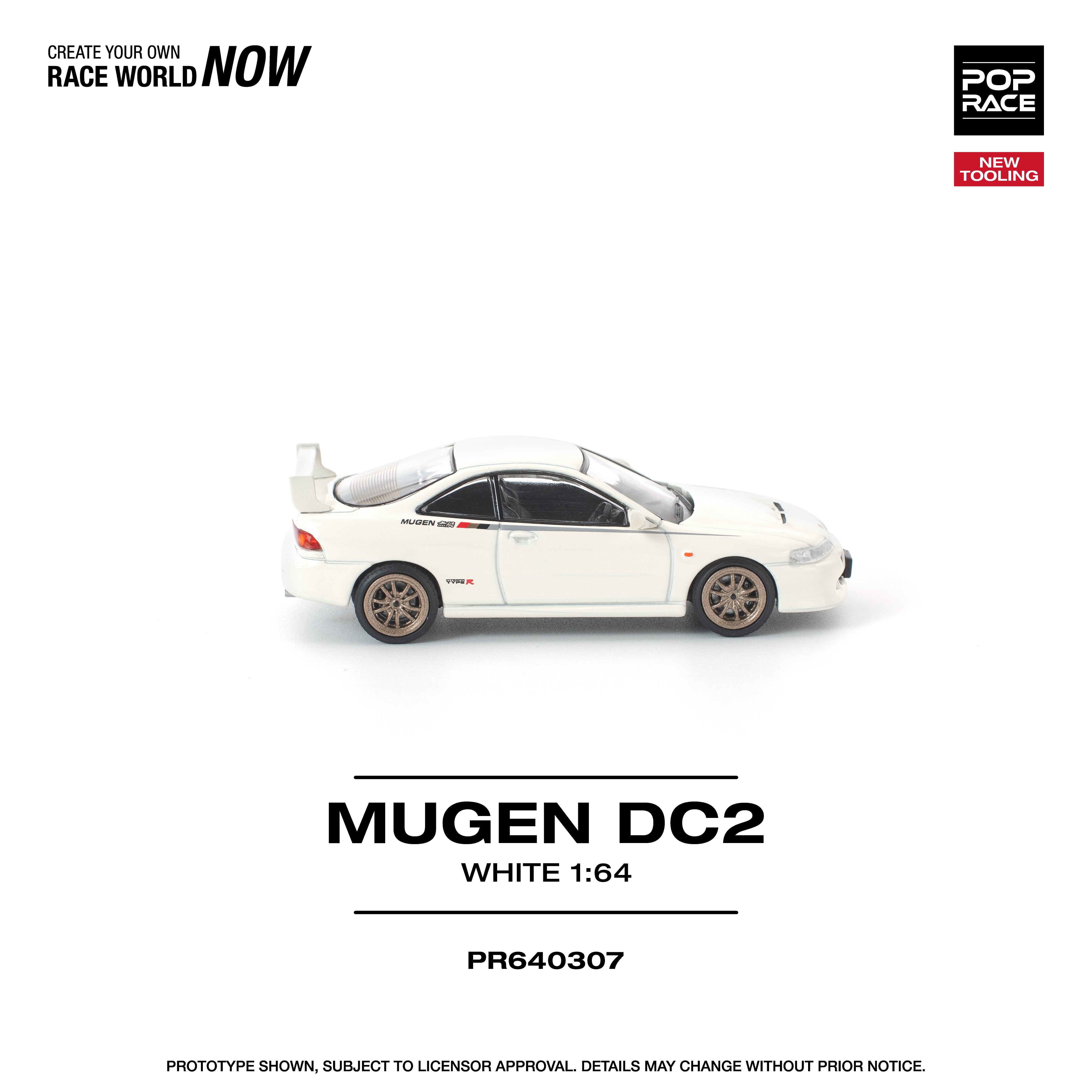 Premium scale diecast model car  – *PRE-ORDER* Mugen DC2 New Tooling, 1:64 Scale (White) Collectible