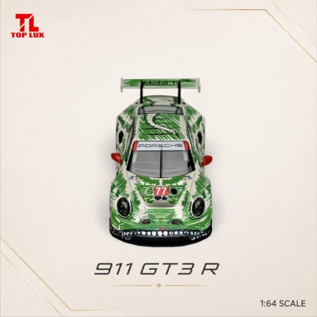 *PRE-ORDER* Porsche 911 GT3 R #77 Livery Jungle Camo, 1:64 Scale (Green)