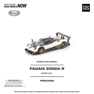 Premium scale diecast model car  – *PRE-ORDER* Pagani Zonda R, 1:64 Scale (White) Collectible