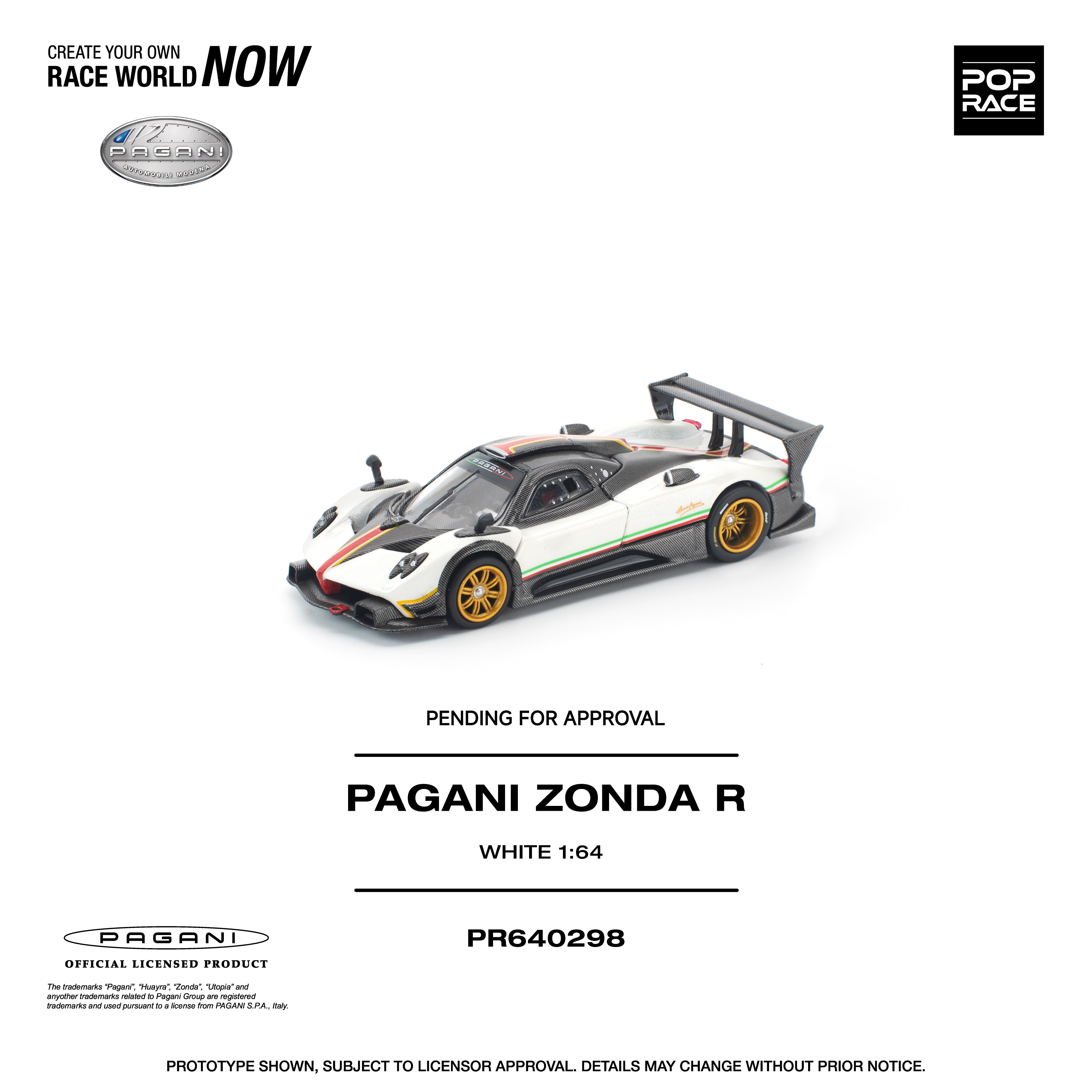 Premium scale diecast model car  – *PRE-ORDER* Pagani Zonda R, 1:64 Scale (White) Collectible